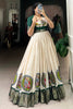Lovable off-White Kalamkari Print Silk Gown With Green Jacket