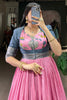 Attractive Pink Dola Silk Traditional Gown With Zari Weaving Jacket