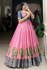 Attractive Pink Dola Silk Traditional Gown With Zari Weaving Jacket