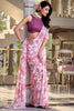 Tantalizing Light Pink Floral Printed Chiffon Saree With Blouse