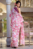 Tantalizing Light Pink Floral Printed Chiffon Saree With Blouse