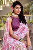Tantalizing Light Pink Floral Printed Chiffon Saree With Blouse