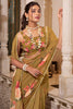 Alluring Brown Floral Printed Georgette Office Wear Saree With Blouse