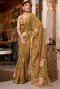 Alluring Brown Floral Printed Georgette Office Wear Saree With Blouse