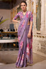 Pretty Lavender Floral Printed Georgette Casual Wear Saree With Blouse