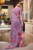 Pretty Lavender Floral Printed Georgette Casual Wear Saree With Blouse