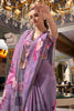 Pretty Lavender Floral Printed Georgette Casual Wear Saree With Blouse