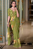 Bewitching Olive Green Floral Printed Georgette Event Wear Saree