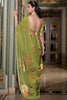 Bewitching Olive Green Floral Printed Georgette Event Wear Saree