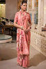 Gorgeous Orange Floral Printed Georgette Trendy Saree With Blouse
