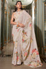 Magnificent Off-White Floral Printed Georgette Saree With Blouse