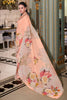 Fantastic Peach Floral Printed Georgette Event Wear Saree With Blouse