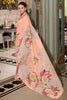 Fantastic Peach Floral Printed Georgette Event Wear Saree With Blouse