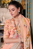 Fantastic Peach Floral Printed Georgette Event Wear Saree With Blouse