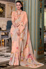 Fantastic Peach Floral Printed Georgette Event Wear Saree With Blouse