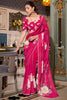Pleasant Hot Pink Floral Printed Georgette Trendy Saree With Blouse