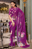 Delightful Purple Floral Printed Georgette Casual Wear Saree With Blouse