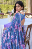 Incredible Blue Floral Printed Chiffon Casual Wear Saree With Blouse