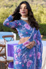 Incredible Blue Floral Printed Chiffon Casual Wear Saree With Blouse
