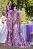 Beautiful Purple Floral Printed Chiffon Event Wear Saree With Blouse