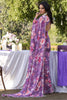 Beautiful Purple Floral Printed Chiffon Event Wear Saree With Blouse