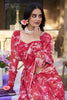 Gorgeous Red Floral Printed Chiffon Festival Wear Saree With Blouse