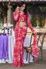 Gorgeous Red Floral Printed Chiffon Festival Wear Saree With Blouse