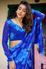 Fantastic Blue Floral Printed Chiffon Office Wear Saree With Blouse