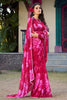 Incredible Pink Floral Printed Chiffon Office Wear Saree With Blouse