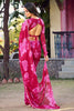 Incredible Pink Floral Printed Chiffon Office Wear Saree With Blouse