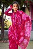 Incredible Pink Floral Printed Chiffon Office Wear Saree With Blouse