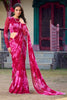 Incredible Pink Floral Printed Chiffon Office Wear Saree With Blouse