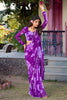 Amazing Purple Floral Printed Chiffon Casual Wear Saree With Blouse
