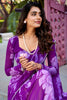 Amazing Purple Floral Printed Chiffon Casual Wear Saree With Blouse