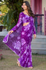Amazing Purple Floral Printed Chiffon Casual Wear Saree With Blouse
