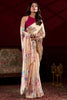 Tantalizing Cream Floral Printed Satin Casual Wear Saree With Blouse