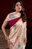 Tantalizing Cream Floral Printed Satin Casual Wear Saree With Blouse