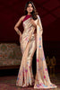 Tantalizing Cream Floral Printed Satin Casual Wear Saree With Blouse