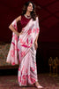 Incredible Light Pink Floral Printed Satin Saree With Blouse