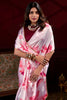 Incredible Light Pink Floral Printed Satin Saree With Blouse
