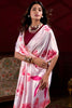 Incredible Light Pink Floral Printed Satin Saree With Blouse