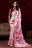 Incredible Light Pink Floral Printed Satin Saree With Blouse