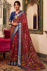 Marvelous Maroon Kalamkari Printed Cotton Festival Wear Saree