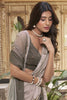 Tantalizing Brown Floral Printed Chiffon Office Wear Saree With Blouse