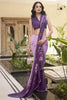 Alluring Lavender Floral Printed Chiffon Traditional Saree With Blouse