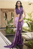 Alluring Lavender Floral Printed Chiffon Traditional Saree With Blouse
