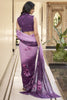 Alluring Lavender Floral Printed Chiffon Traditional Saree With Blouse