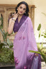 Alluring Lavender Floral Printed Chiffon Traditional Saree With Blouse