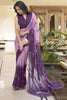 Alluring Lavender Floral Printed Chiffon Traditional Saree With Blouse