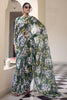 Alluring Green Floral Printed Georgette Event Wear Saree With Blouse